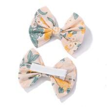 bilicaca 10pcs/pack Random Color Floral Fabric Bow Hair Clips For Kids, Simple And Sweet Ponytail Holders Or Side Clips, Perfect For Travel And Cute Girls' Hair Decorations