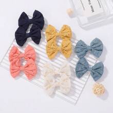 bilicaca 10pcs/pack Random Color Floral Fabric Bow Hair Clips For Kids, Simple And Sweet Ponytail Holders Or Side Clips, Perfect For Travel And Cute Girls' Hair Decorations