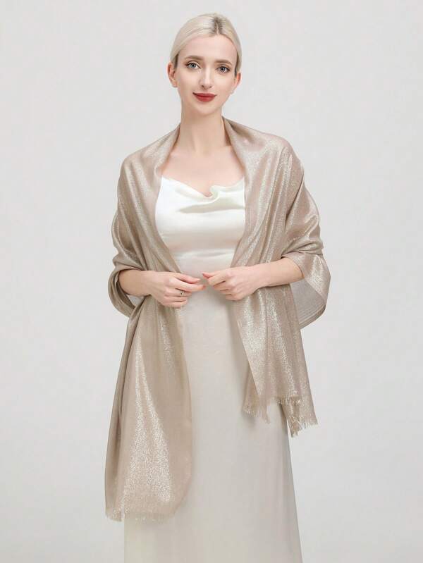 1 stuk Effen kleur Vrouwen Sjaals Met Goud Draad , In de mode Feest Sjaal , Mooi En Zacht Zijden sjaal Geschikt Voor Alle seizoenen Elegant