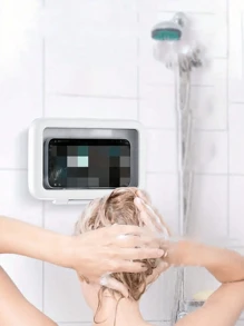 1pc Bathroom Phone Waterproof Case, Stretchable, Rotatable, For Watching Tv Shows On Phone In Shower, Toilet Etc. - White - View 6