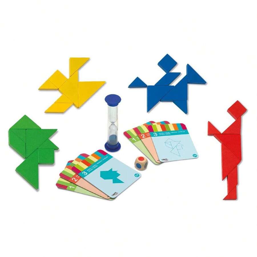 Gioco Tangram in legno per 4 giocatori e 3 livelli di difficoltà 31,5x18x3 cm (Cayro 851) - Multicolore - Visualizzare 1