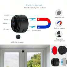 Mini HD 720P 2.4Ghz Wifi IP Camera Smart Home Video Surveillance System Support Mobile Remote View Motion Detection Alarm Notification Push Two Way Audio Infrared Night Vision Cloud Storage USB Rechargeable Battery Powered Wireless Network Camera - Black - View 3