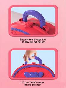 兒童裝扮遊戲書包系列,多功能背包遊戲屋帶可拆卸儲物盒,絕佳生日禮物,廚房器具、蔬菜、狗漢堡玩具,精美公事包和儲物盒