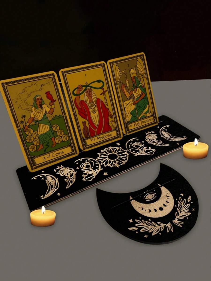 2入組木製塔羅牌樁,適用於女巫占卜工具展示架,卡片收納,桌上裝飾,卡片架,展示架