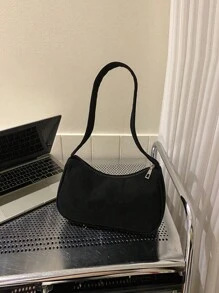 1入新款時尚保暖冬季麥拉德風格小巧輕便的實色燈芯絨女式肩袋,適用於女性、學生、日常送禮給朋友 - 黑色 - 查看 6