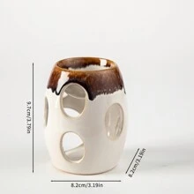 1個陶瓷腰鼓形燃香器香薰油燈香氛罐 - 米色 - 查看 2