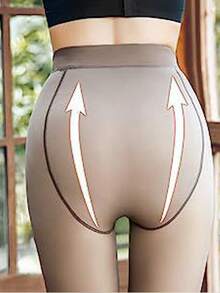 Medias Extra Grande Afelpadas Semi transparente Termicas Mujer Pantimedias Forro Polar Piel - Café integral - Ver 4