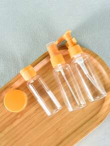 7入組旅行瓶裝容器連化妝品袋,防漏液體分配瓶,隨身化妝袋,1套7合1飛機旅行配件,旅行瓶裝套件,防漏便攜洗漱用品容器套裝,清晰pet適航尺寸的化妝品容器,可裝乳液,洗髮水,面霜,肥皂配載袋,旅行必備品,化妝品瓶套裝,帶泵推式乳液瓶,旅行配件,宿舍必備用品 - 亮橙色 - 查看 3