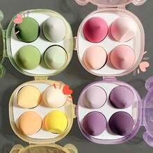 Makeup Sponge 4 Psz Cosmetic With Storage Box Puff Makeup Sponge Sponges For Wet And Dry Use - Purple - View 9