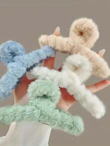 12 Pinzas para Cabello de Mujer de Peluche Felpa Mariposa Garra Acolchonada - Multicolor - Ver 11