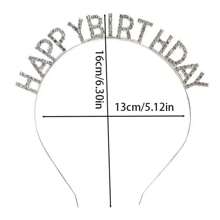 1pc Happy Birthday Alphabet Rhinestone Headband, High-Grade Party Photo Props For Birthday Party, Photography Studio Use Tiaras,Hairband,Hair Hoop Headbands Hair Accessories Head Accessories - Silver - View 2