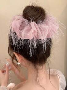 5 件套女士多色和纯色流苏、欧根纱、网眼发带、发圈 - 彩色 - 查看 6