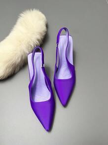 女士紫色閉趾針跟高跟鞋，優雅的7.5CM中跟正式禮服鞋，尖頭細高跟泵鞋，夏季涼鞋
