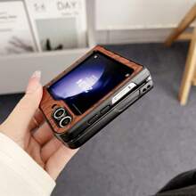 韓式潮風卡梅利亞印花高端女士真皮折疊式手機殼，完全保護，適用於三星 - 紅色 - 查看 6