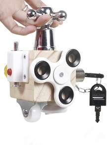 1件蒙特梭利早期服務鎖忙板2-3歲寶寶智力教學玩具忙屋 - 彩色 - 查看 1