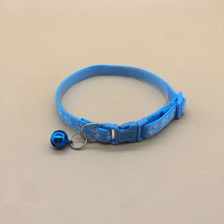 1pc 1.0 Blue Pet Collar With Cloth, Bell And Paw Print Decoration, Suitable For Cats And Dogs - Royal Blue - View 1
