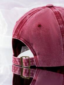 1pc Unisex Y2k Style Embroidered Coconut Tree Washed Baseball Cap, Suitable For Outdoor Sports, Sun Protection, Daily Commute, Wine Red Casual - Burgundy - View 2