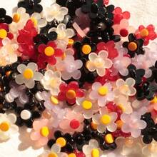 10 件混色隨機簡單可愛花朵造型壓克力紐扣適用於 Diy 毛衣、襯衫、外套、頭飾 - 彩色 - 查看 4