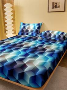1pc Stylish And Simple Geometric Print Brushed Bedspread Bed Cover Dust-Proof Cover For Bedroom Home Textile Bedding