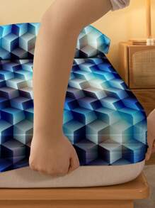 1pc Stylish And Simple Geometric Print Brushed Bedspread Bed Cover Dust-Proof Cover For Bedroom Home Textile Bedding
