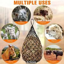 1 件裝馬乾草網、牛和馬餵食袋、牲畜慢餵乾草袋、馬匹餵食器用馬術飼料網 - 黑色 - 查看 5