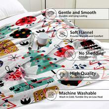 1條白色聖誕禮物圖案的毯子,舒適可愛的矩形法蘭絨沙發套,適用於萬聖節和聖誕節禮物 - 白色 - 查看 3