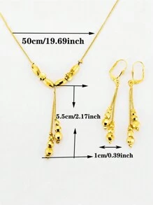 Gold Color Ball Charms Set for Women and Girls, Small Beads, Dubai Necklace, Jewelry Set - Yellow Gold - View 5