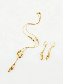 Gold Color Ball Charms Set for Women and Girls, Small Beads, Dubai Necklace, Jewelry Set - Yellow Gold - View 2