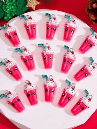 15pcs Sweets, Beverages, Coffee, Heart, Wings Design Diy Pendant For Necklace, Earrings, Keychain, And Other Accessories