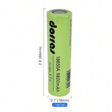 DORRAS 4 Piezas De Baterias Pilas Recargables 18650A, 3.7 v, CABEZA PLANA Larga duración - Sí - Ver 2