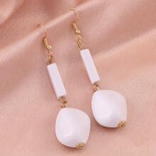 CARTER LISA Fashion Cute Sweet Colorful Acrylic Geometric Dangle Drop Earrings Long Geometric Solid Ear Jewelry For Woman Girls - White - View 9