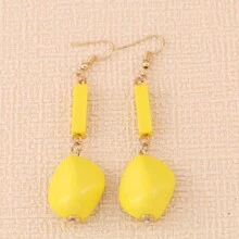 CARTER LISA Fashion Cute Sweet Colorful Acrylic Geometric Dangle Drop Earrings Long Geometric Solid Ear Jewelry For Woman Girls - White - View 3