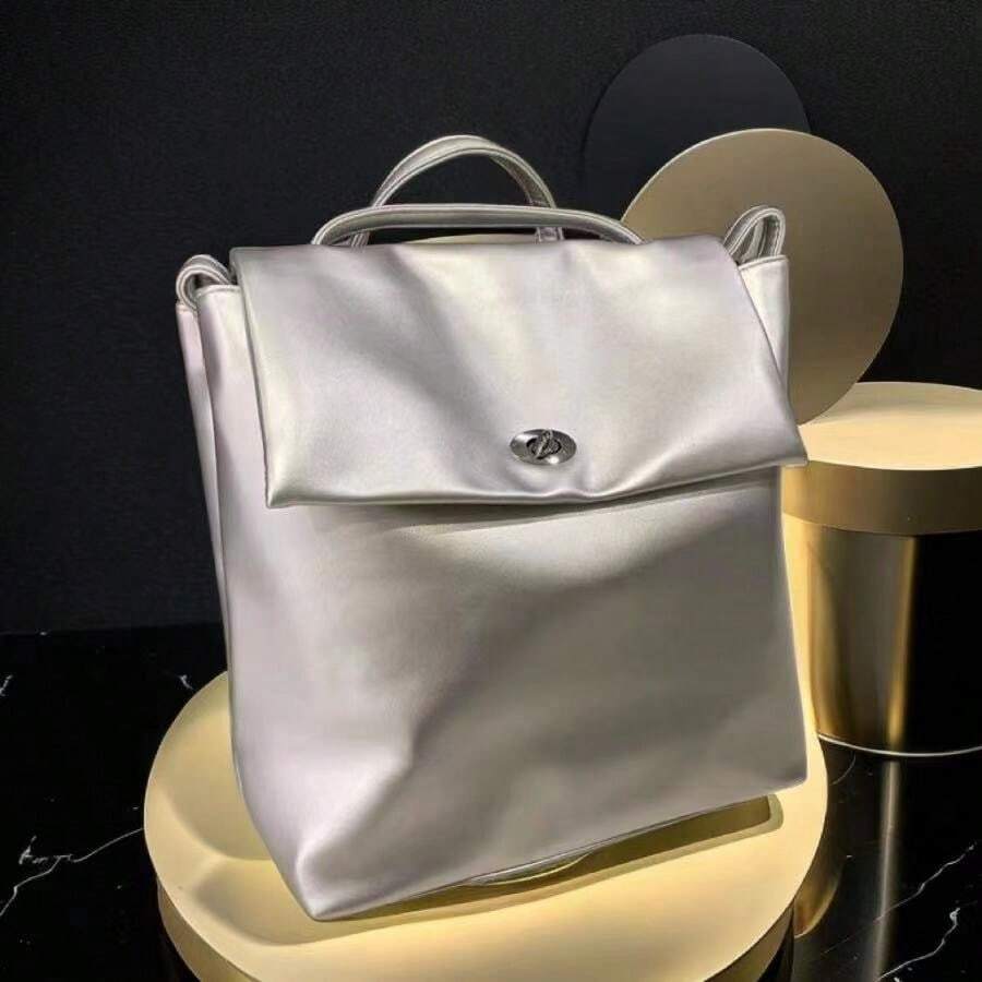 1個帆布化妝袋,禮品袋,拉鍊袋,適用於旅行,休閒,基本款,時尚,防水 - 銀色 - 查看 1