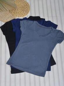 Women T-Shirts - Black Gray Navy Blue - View 2