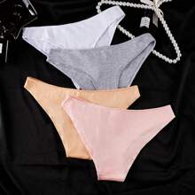 4pcs Plain Triangle Briefs - Multicolor - View 1