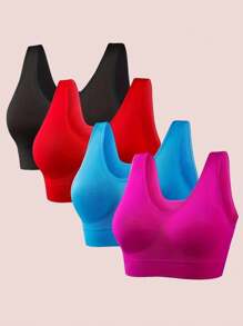 4pcs/Set Women's Wirefree Seamless Comfort Sports Bras, Lingerie - Multicolor - View 1