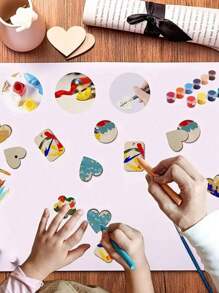 50pcs/paquet Tranches De Bois En Forme De cœur Non Polies De 2 Pouces Pour Bricolage