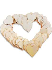50pcs/paquet Tranches De Bois En Forme De cœur Non Polies De 2 Pouces Pour Bricolage