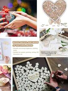 50pcs/paquet Tranches De Bois En Forme De cœur Non Polies De 2 Pouces Pour Bricolage