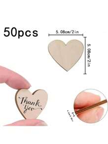 50pcs/paquet Tranches De Bois En Forme De cœur Non Polies De 2 Pouces Pour Bricolage