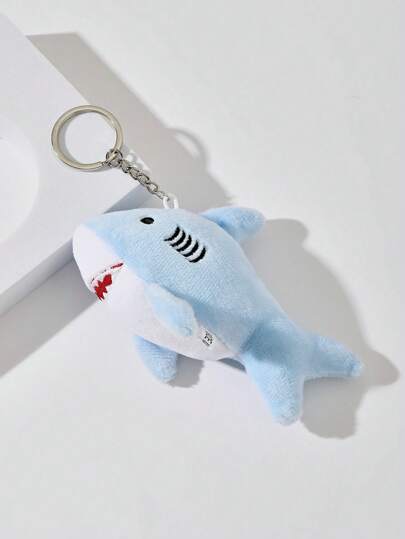 1 件卡通鲨鱼填充动物吊坠毛绒娃娃背包礼物钥匙扣灰色汽车配件包魅力学校可爱哥特 Y2k 万圣节配饰教师节