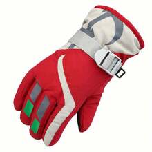 1pair Children's Windproof & Warm Ski Gloves For Outdoor Cycling & Skiing, Thickened Winter Gloves For Boys & Girls - Red - View 1