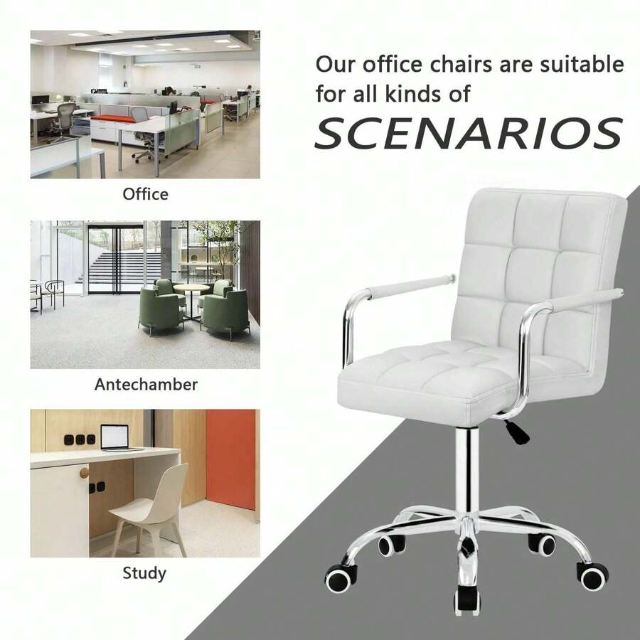 Furmax MidBack Office Task Chair,Ribbed PU Leather Executive Swivel