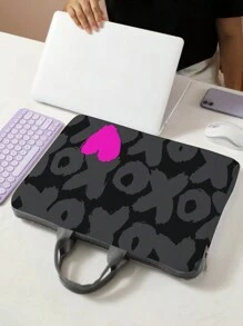 全印花心形图案笔记本电脑包 教室笔记本电脑包 教室包 教师储物袋 教室收纳袋 返校用品 学校用品 平板电脑用品 返校用品 笔记本电脑保护套 笔记本电脑包和保护套 学校必需品