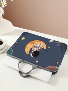 卡通宇航员图案印花便携式手提笔记本电脑包适用于办公室和学校教室笔记本电脑包教室包教师储物包教室收纳包 - 彩色 - 查看 4