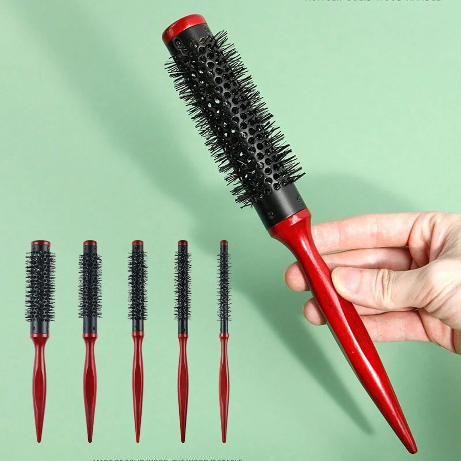 1 Miếng Nhôm Thùng & Nylon Bàn chải lông , Chống nóng , Lược , Lý tưởng Đối với Tạo kiểu Chuyên gia - Gỗ đỏ - Xem 1