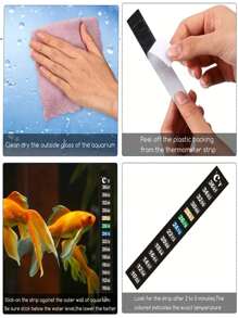 2pcs Fish Tank Thermometer Stick On, Aquarium Temperature Sticker Strip, Green & Blue Temperature Indicator, Amphibian And Reptile Thermometer Sticker - Black - View 4