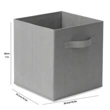 Foldable Fabric Cube Storage Bin With Handle For Closet, Nursery, And Office, 11 Inch, 3pk/6pk, Beige/Black/Grey - 灰色 - 查看 3