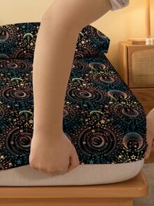 時尚簡約風格印花刷毛床榻套件，防塵罩，男女配對的臥室家居紡織床上用品 - 彩色 - 查看 4