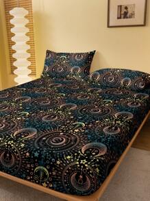 時尚簡約風格印花刷毛床榻套件，防塵罩，男女配對的臥室家居紡織床上用品 - 彩色 - 查看 2